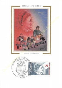 Carta Massima FDC Seta Francia Omaggio Alle Donne Pauline Kergomard 1985 PARIGI - Picture 1 of 2