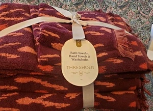 Threshold 6pc Bath Towel Set Hand Towel Washcloths Burgundy Target 100% Cotton - Picture 1 of 5