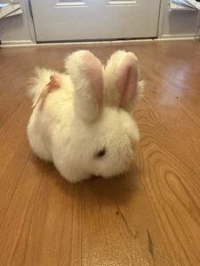 Eden Plush Rabbit Vtg 1990s White Pink checker Bow Rattle  lovey easter bunny 5" - Picture 1 of 6