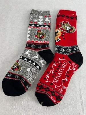 Ottawa Senators Men's Crew Ugly Christmas Sweater Large Socks 2 Pairs Red - Image 1 of 2