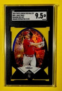 2020 Topps Chrome Orange Refractor MIKE TROUT SGC 9.5 Baller /25 Diamond Die Cut - Picture 1 of 2