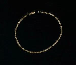 14K 2.45 Gram Fine Solid Yellow Gold 7.5" Rope Link Tennis Bracelet Chain qq - Picture 1 of 1