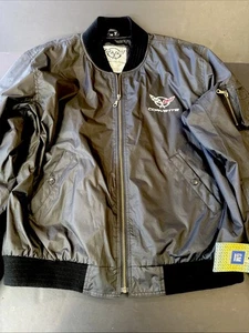 Bomber uomo Corvette nero aviatore 2XL nuovo con etichetta logo ricamato tasca braccio - Foto 1 di 18