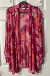 Cárdigan Susan Graver Talla LP Pequeño Malla Abstracta Tonos Rosa Ligero - Imagen 1 de 7
