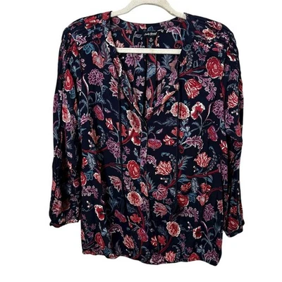 Blusa informal con borlas manga larga cuello en V floral Lucky Brand para mujer talla 1X  Foto 1 de 3
