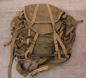 Mochila de colección de colección de finales de la Segunda Guerra Mundial ejército británico Bergen mochila de lona bolso militar SAS - Imagen 1 de 24