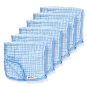 Baby Boy Muslin Burp Cloths 6-Pack 20"x10" Cotton Spit Up Rags - Picture 1 of 9