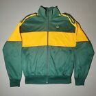 Vintage Adidas c. 1970s To 1980s Green &amp; Yellow 3 stripe Trefoil track Jacket L