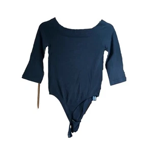 Wolford Opaque Naturel Women’s Medium Scoop Neck 3/4 Sleeve Thong Bodysuit Black - Picture 1 of 13