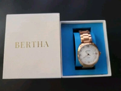 Women's Bertha Amelia Watch Rose Gold Stainless Steel Band White Face Sunray... - Image 1 of 4