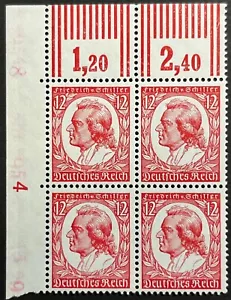 Germany, Scott #447, Friedrich von Schiller, Beautiful Corner Block of 4 MNH, VF - Picture 1 of 2