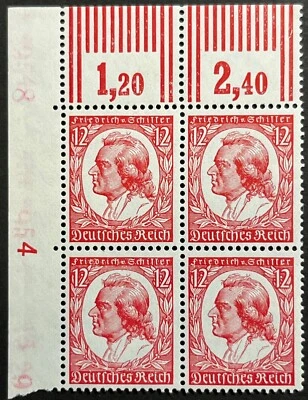 Germany, Scott #447, Friedrich von Schiller, Beautiful Corner Block of 4 MNH, VF - Image 1 of 2