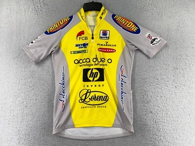 Camiseta de ciclismo esportiva feminina cinza média amarela HP Acca Due O 1/4 zíper poli - Imagem 1 de 4