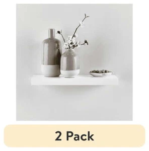 (2 pack) MWhite 18" Wood Floating Shelf - Picture 1 of 7