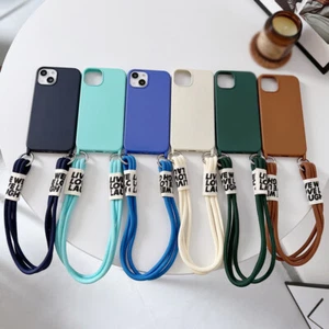 For iPhone 13 Pro Max 12 11 X XR 7 8 SE 2022 Cross Lanyard Soft Strap Case Cover - Picture 1 of 30