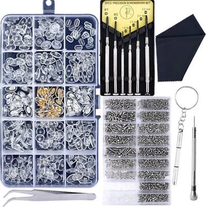 Eyeglass Glasses Repair Kit Screws Nuts Nose Pads Screwdrivers Set Optical Tools - Picture 1 of 53