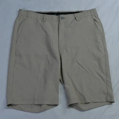 Pantalones Cortos Chinos de Golf Pebble Beach 36 x 9" Caqui Flex Tech Performance Frente Plano Foto 1 de 4