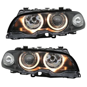 Depo Scheinwerfer Angel Eyes Set für BMW E46 Coupe Cabrio Bj. 99-03 Schwarz - Afbeelding 1 van 4