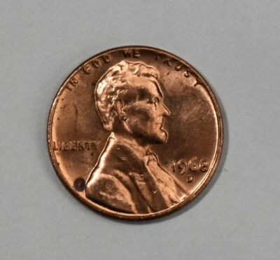 1968 D Penny Lincoln Broad Strike Through Collar Rim Error Red High Grade - Image 1 of 4