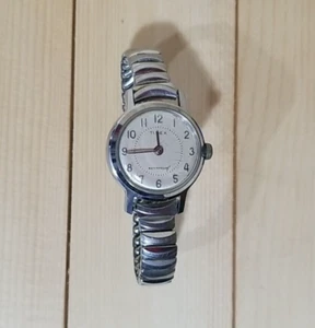 Vtg Ladies Timex Stretch Band Wristwatch Watch Silver Tone Waterproof UNTESTED - Picture 1 of 8