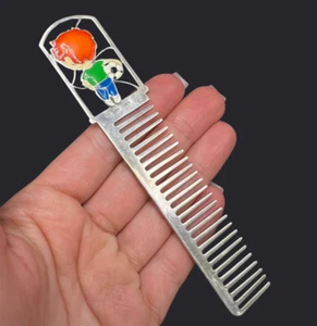 Baby Junge Kamm 925 Silber & Emaille Vintage Ukraine gemarkt selten Sammlerstücke Geschenk - Bild 1 von 8