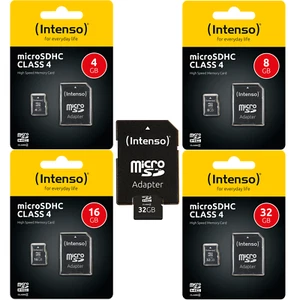Intenso Memory Card Micro SD MicroSDHC Class 4 + Adapter 4GB 8GB 16GB 32GB - Picture 1 of 1
