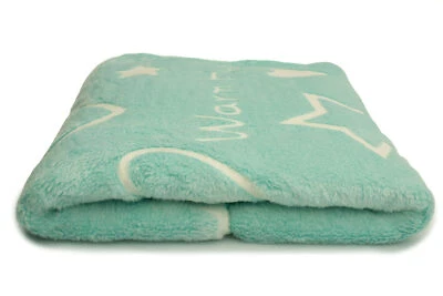 Minky Plüsch bilateral, leuchtet im Dunkeln, Herzen in Mintfarbe 50 x 158 cm - Bild 1 von 4