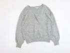 Miss Selfridge Womens Grey V-Neck Acrylic Pullover Jumper Size 6