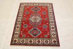 5'0" x 6'9" ft. Afghan Kazak Vegetable Dye Hand Knotted Traditional Rug - Picture 1 of 9
