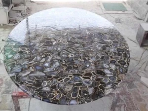 Tavolino da Caffè in Marmo Nero, Mobili Fatti a Mano, Agata Consolle Tavolo Bar Decorazioni - Foto 1 di 3