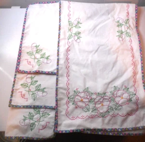 Servilletas de Mesa de 3 Paños Bordadas Hechas a Mano Florales GRATIS CORREDOR DE MESA (LEER) - Imagen 1 de 10