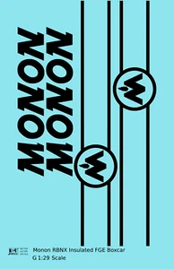 K4 G 1:29 Scale Decals Monon FGE Insulated Boxcar Black - Picture 1 of 5