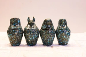Ancient Egyptian canopic jars, Set Of 4 Egyptian Ancient Canopic Jars Canopy Jar - Picture 1 of 5