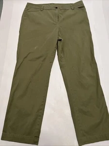 Pantalone chino donna Talbots gamba dritta verde cotone elasticizzato taglia 16 vita alta - Foto 1 di 15