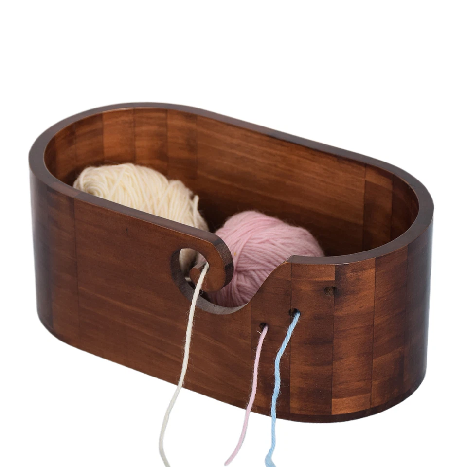 Tazón de hilo de madera Soporte de bola de lana Tazón de punto Diseño de remolino Tazón de ganchillo liso Foto 1 de 4