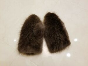 Handmade Mens fur mittens made from beaver fur with fleece lining