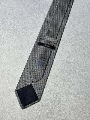 Gucci Tie 100% Silk Blue Striped Abstract GG Italy Men's - Image 1 of 4