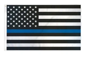 3x5 Fuß dünne blaue Linie schwarz und weiß amerikanische Flagge Polizei Strafverfolgungsbehörden Verteidigung - Bild 1 von 3