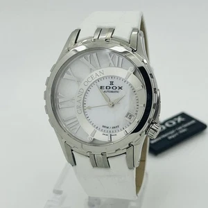 Edox Grand Ocean Automatic Women's White Steel Sapphire 39mm Swiss Watch 37008 - Picture 1 of 8