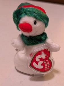 Snowball the Snowman - Ty Jingle Beanie (White, Red, Green, 2001, Plush Toy, MWM - Picture 1 of 1