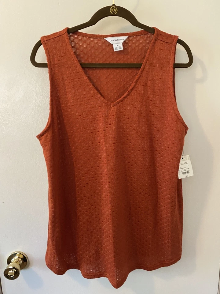 Camisa sin mangas Liz Claiborne tejida sin mangas para mujer talla XL Spice Foto 1 de 1