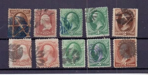 U.S.A. - CARD OF EARLY ISSUES WITH FANCY CANCELS ( 10 ) - Picture 1 of 2