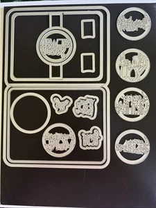 EUC Sizzix Framelits CARD ROUNDED WITH CIRCLE DROP INS 19 Dies - Picture 1 of 3