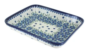 Blue Rose Polish Pottery Kalina Medium Rectangular Baker - Picture 1 of 1