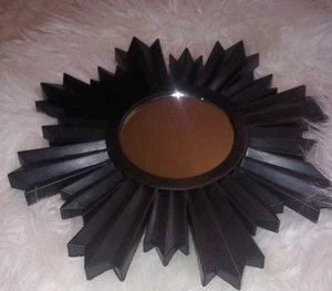 Specchio Nero Piccolo Starburst Sunburst Plastica Vetro Casa Ufficio Regalo 9,5x9,5 - Foto 1 di 18