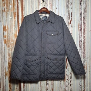 Jos A. Bank Quilted Jacket Gray With Plaid Lining & Pockets Men's Medium - Picture 1 of 10