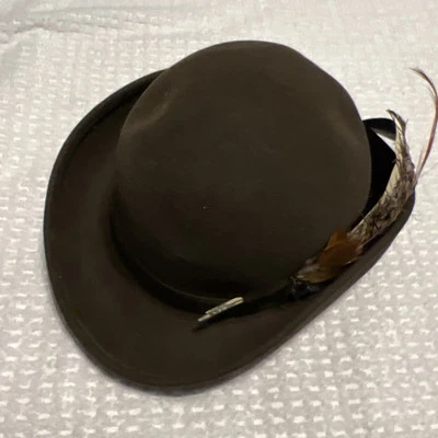 Sombrero de plumas vintage Excello Geo W. Bollman & co Inc Bellini de fieltro de lana verde para hombre Foto 1 de 4