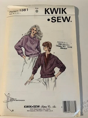 Kwik-Sew Sewing Pattern #1381-MissesKNIT TOPS-Sz XS-LG UNCUT, UNOPENED - Image 1 of 2
