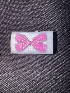 Barbie Silver Gray Clutch Hand Bag Pink Bow Dollhouse Accessory - Picture 1 of 2