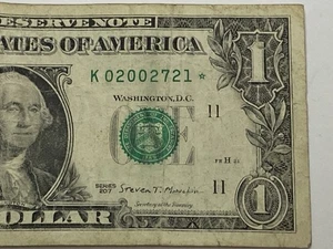 July 21, 2002 K02002721* Birthday Anniversary $1 (ONE DOLLAR) Star Note 2017 - Picture 1 of 10